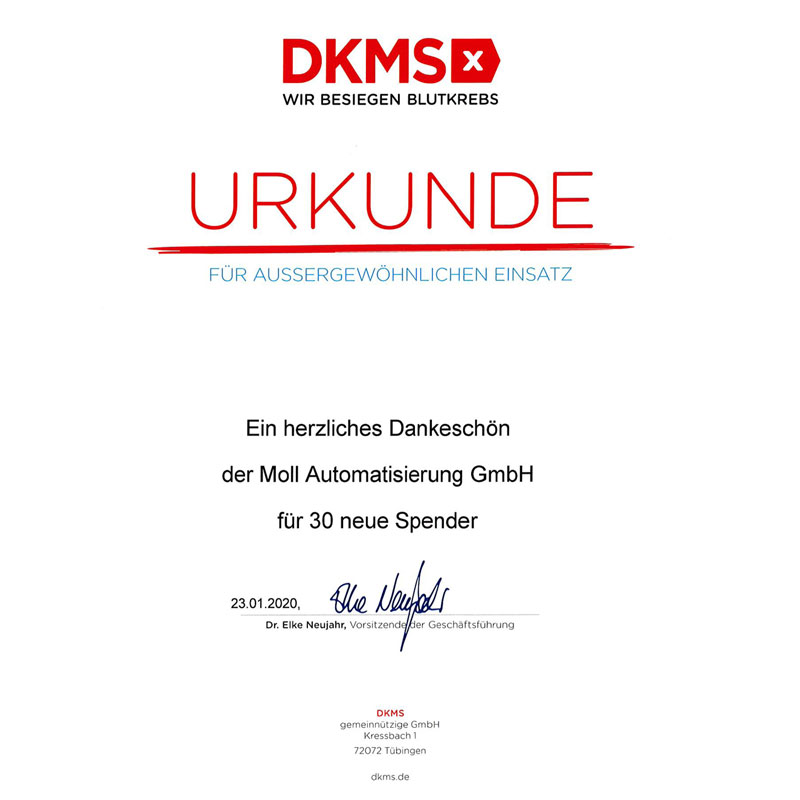 DKMS Urkunde
